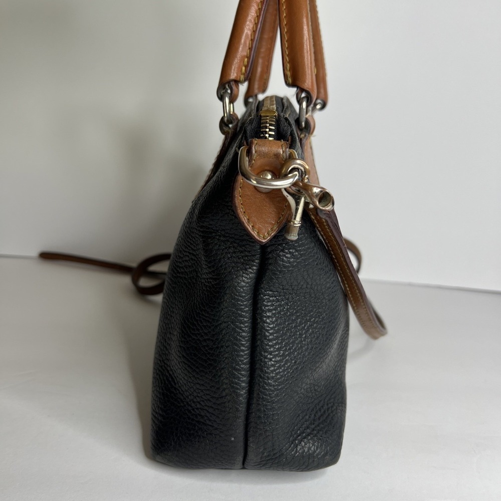 Dooney & Bourke Dillen Crossbody Satchel Hand Bag Pebbled Black Brown Leather - Picture 4 of 16